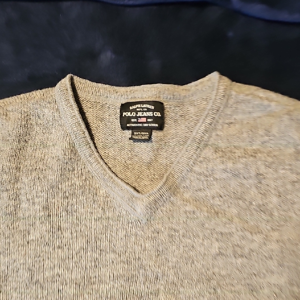 Polo by Ralph Lauren V-Neck Sweater in Beige